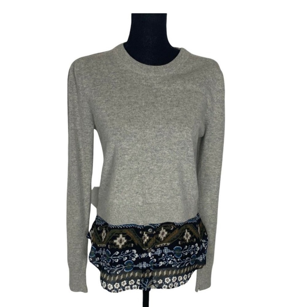 VERONICA BEARD Mixed Media Cashmere Sweater Gray M